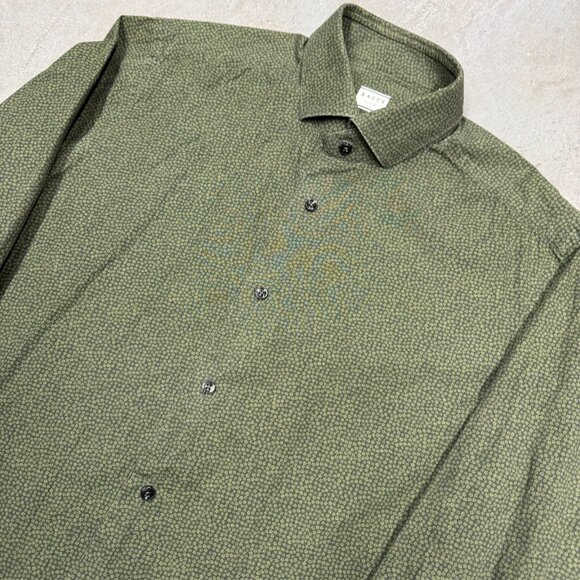 XACUS Tailored Fit Dress Shirt Floral Green Italy Cotton Long Sleeve 15.5 Medium - Picture 2 of 8